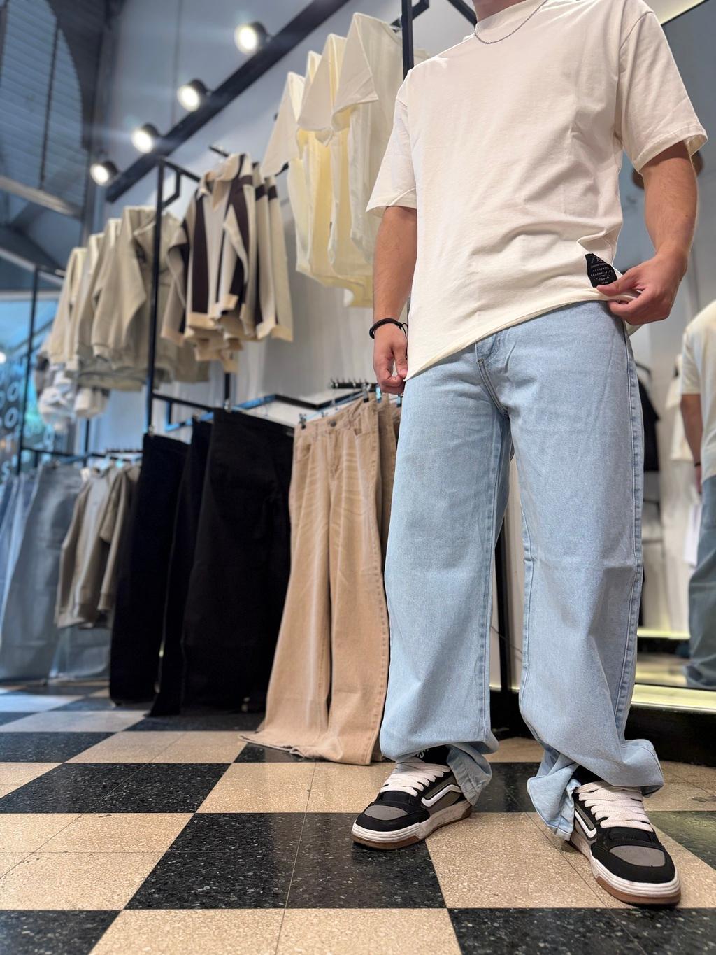 BAGGY celeste liso