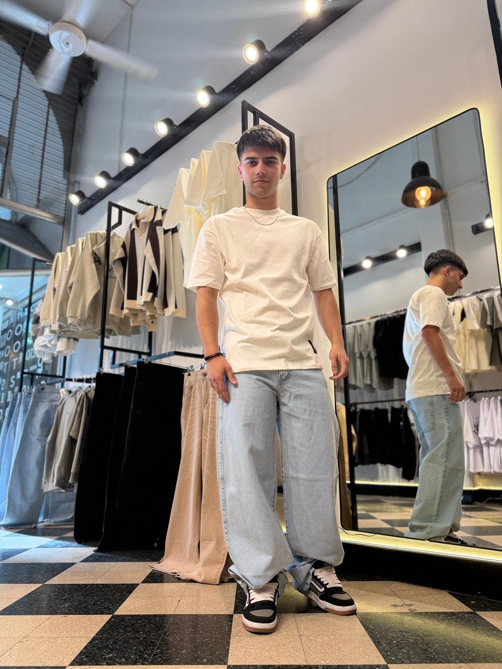 BAGGY celeste liso